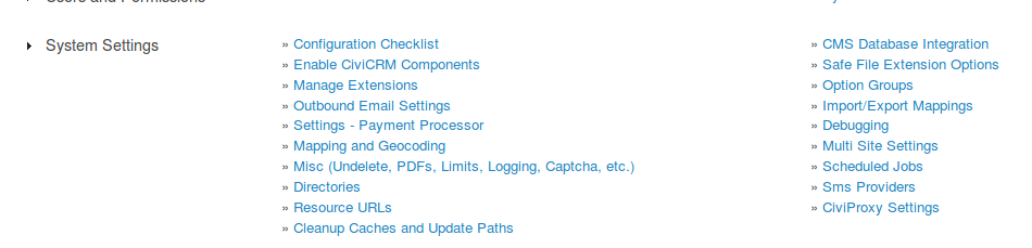 Administration Console - System Settings
